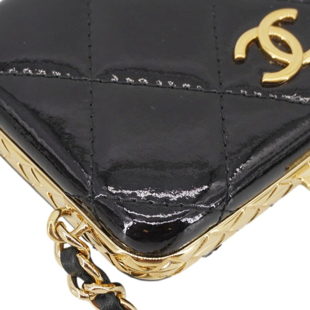 Chanel  Framed Box Mini Quilted Patent Leather Chain Clutch Bag Black - Picture 8 of 14